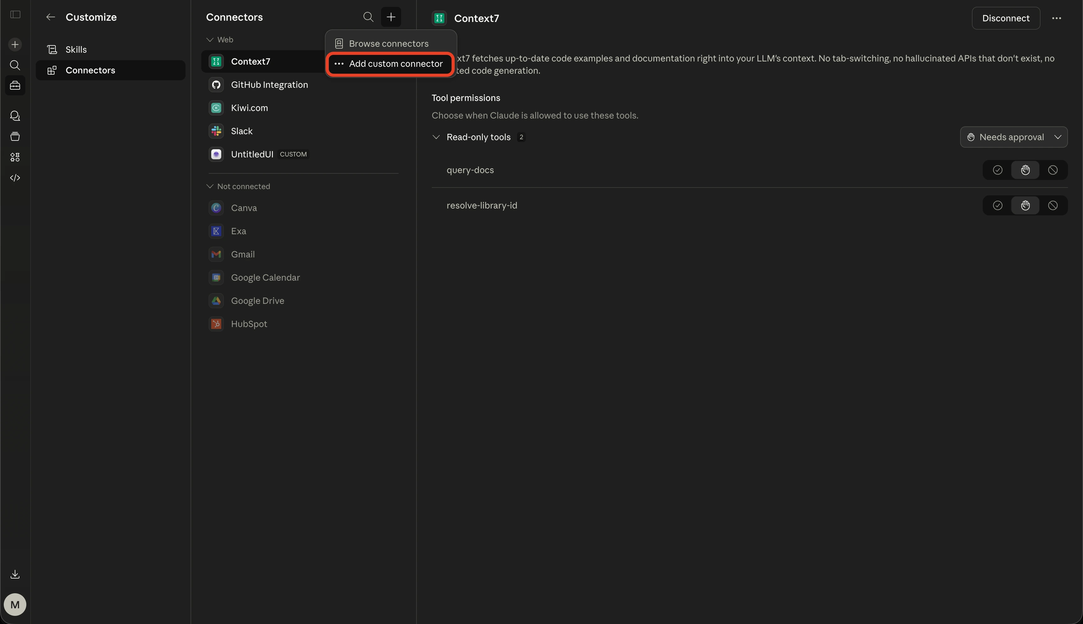 Add custom connector