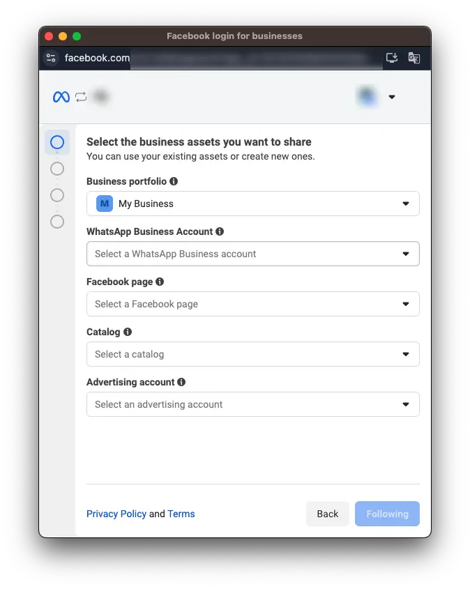 Screenshot showing the second part of the business information form with additional details
